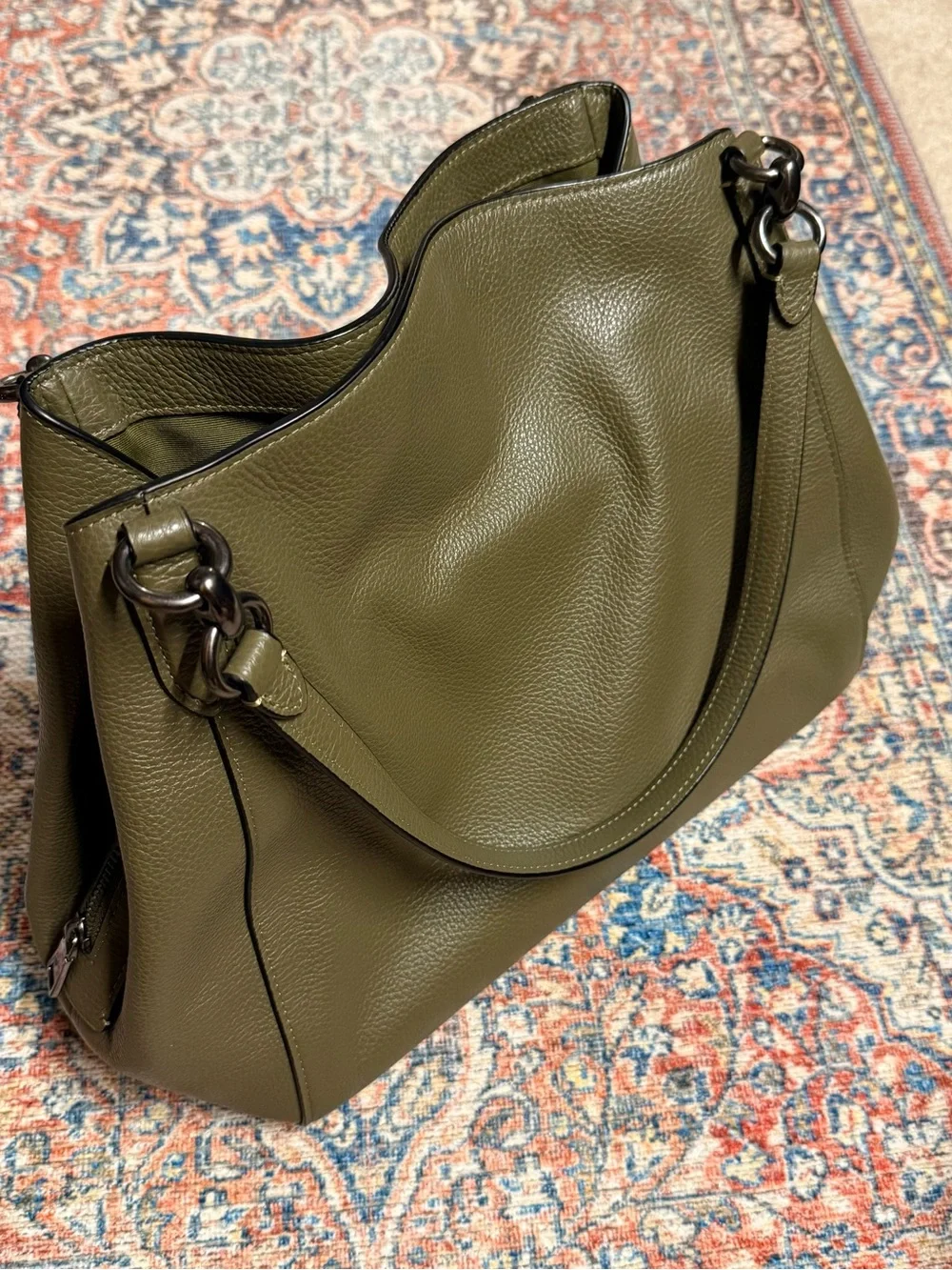 Coach Edie Pebbled Leather Shoulder Green